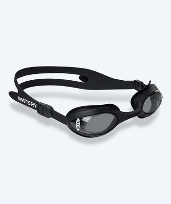 Watery kurzsichtige Schwimmbrille mit Sehstärke für Erwachsene - (-1.5) bis (-8.0) - Matira - Schwarz (Smoke Scheiben)