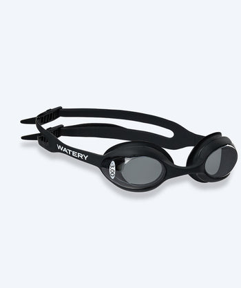 Watery kurzsichtige Schwimmbrille mit Sehstärke für Kinder - (-1.0) bis (-5.5) - Matira - Schwarz (Smoke Scheiben)