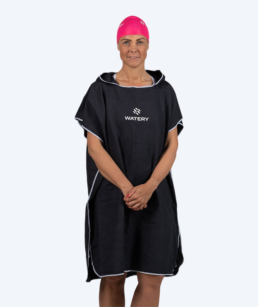 Watery Badeponcho für Erwachsene - Mikrofaser - Schwarz