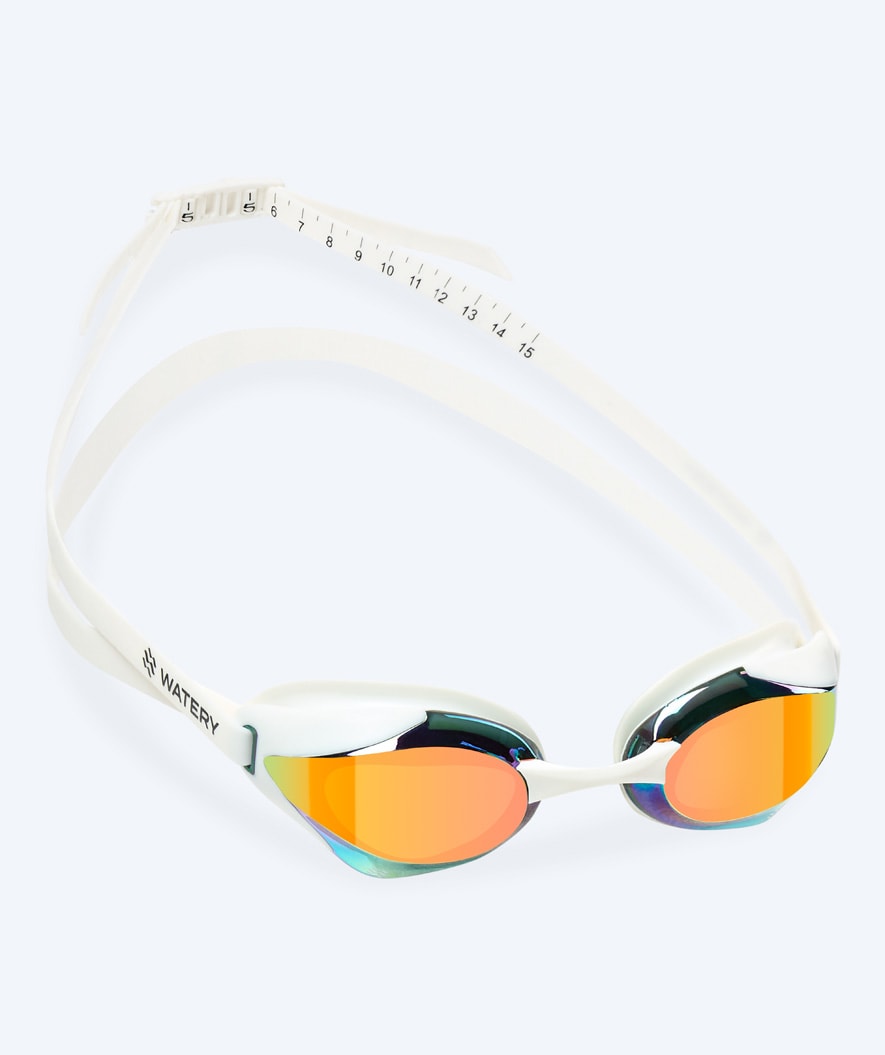 Watery Elite Schwimmbrillen - Poseidon Ultra Mirror - Weiss/Gold