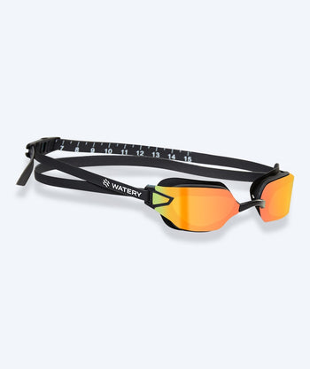 Watery Elite Schwimmbrille für Kinder - Power Lane - Schwarz/gold