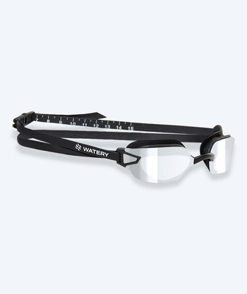 Watery Wettkampf Schwimbrille für Kinder - Power Lane - Schwarz/Silber