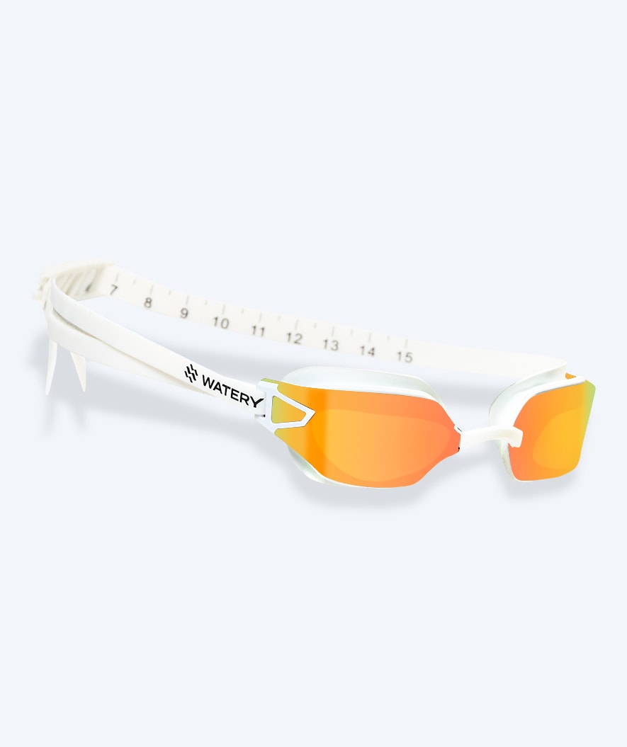 Watery Wettkampf Schwimmbrille für Kinder - Power Lane - Weiss/Gold