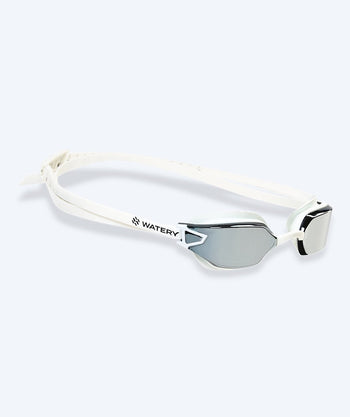 Watery Wettkampf Schwimbrille für Kinder - Power Lane - Weiß/Silber