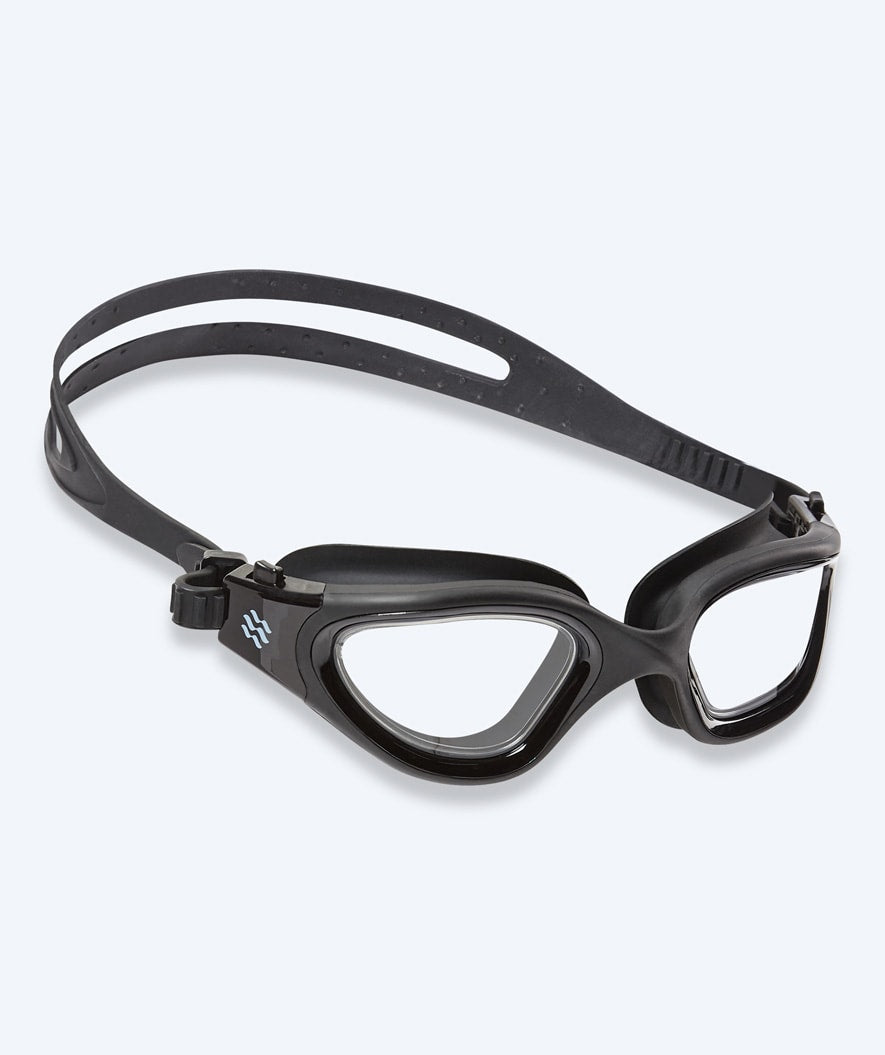 Watery kurzsichtige Schwimmbrille mit Sehstärke für Erwachsene - (-2.0) bis (-6.0) - Raven Active - Schwarz/klar