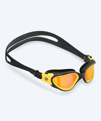 Watery Schwimmbrille für Freizeitschwimmer - Raven Mirror - Schwarz/Gelb
