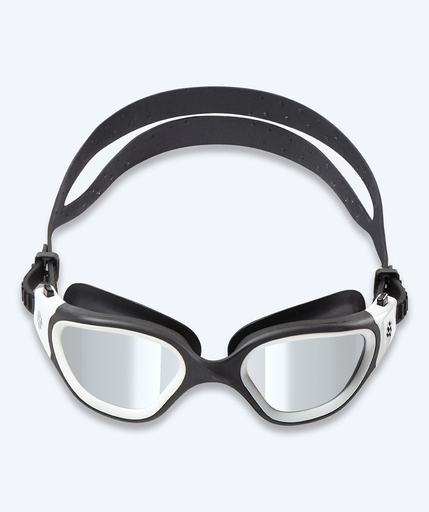 Watery Schwimmbrille für Freizeitschwimmer - Raven Mirror - Schwarz/Weiss