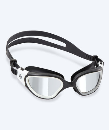 Watery Schwimmbrille für Freizeitschwimmer - Raven Mirror - Schwarz/Weiss