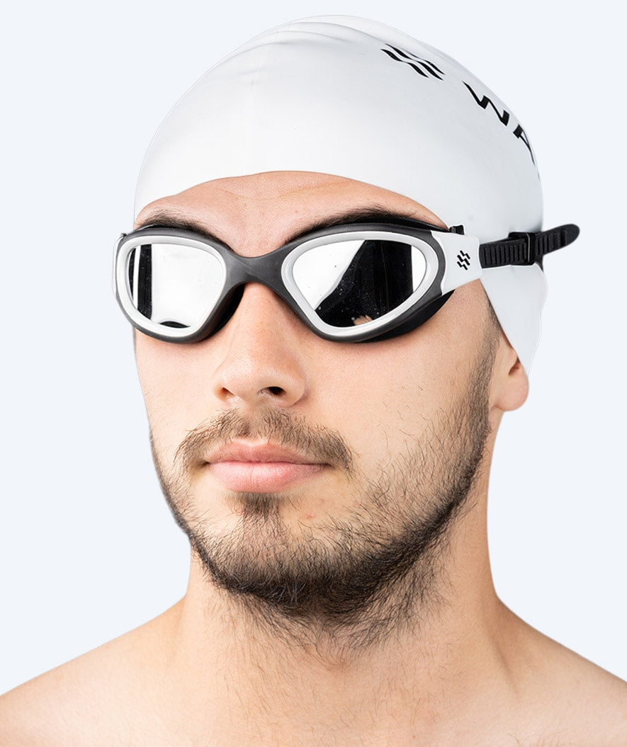Watery Schwimmbrille für Freizeitschwimmer - Raven Mirror - Schwarz/Weiss