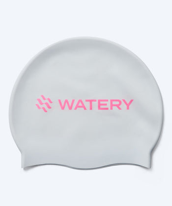 Watery Badekappe - Signature Metallic - Weiss/Rosa