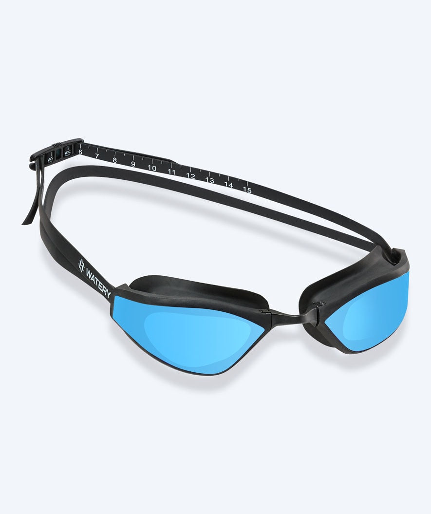 Watery Elite Schwimmbrillen - Storm Racer Mirror - Schwarz/blau