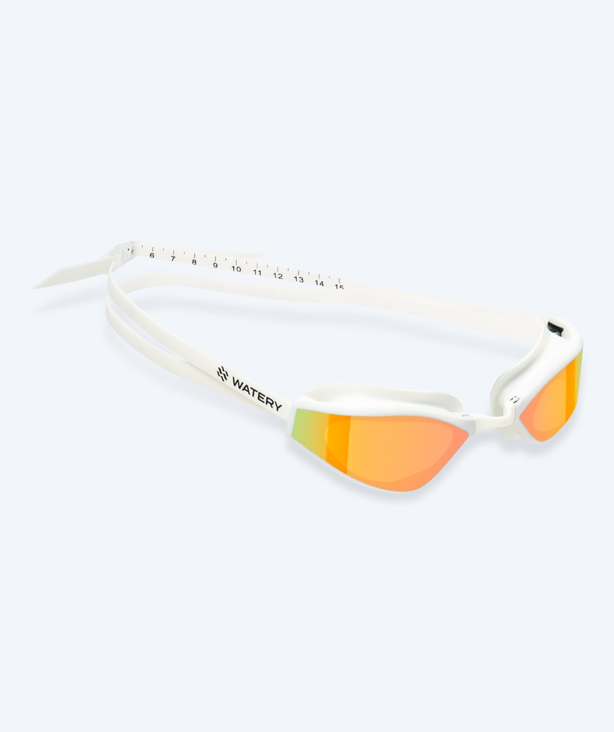 Watery Elite Schwimmbrille - Storm Racer Mirror - Weiß/gold