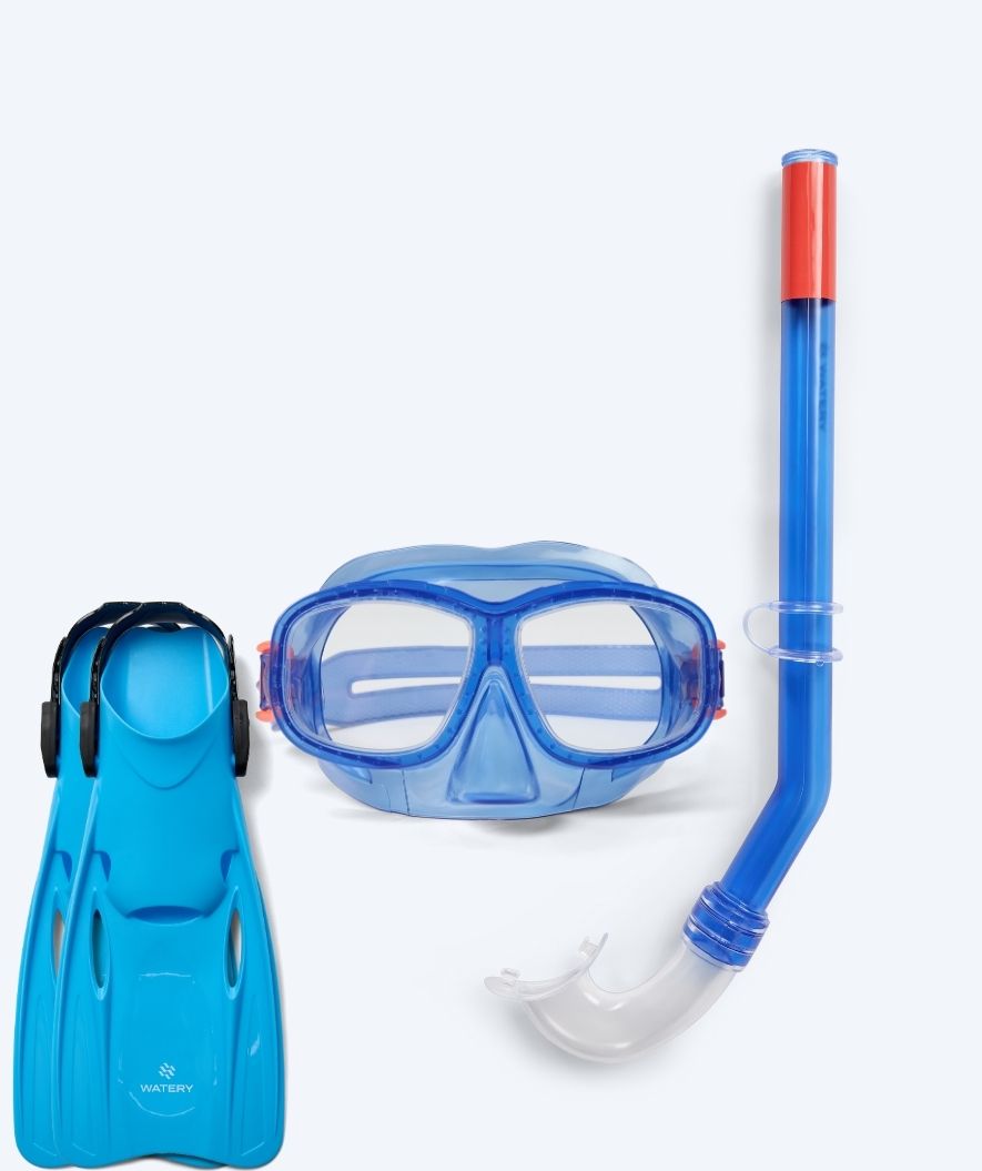 Watery Schnorchelset für Kinder (4-10) - Wyre/Fleetwood - Dunkelblau/blau