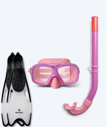 Watery Schnorchelset für Junior (8-15) - Misu/Rilian - Rosa/schwarz